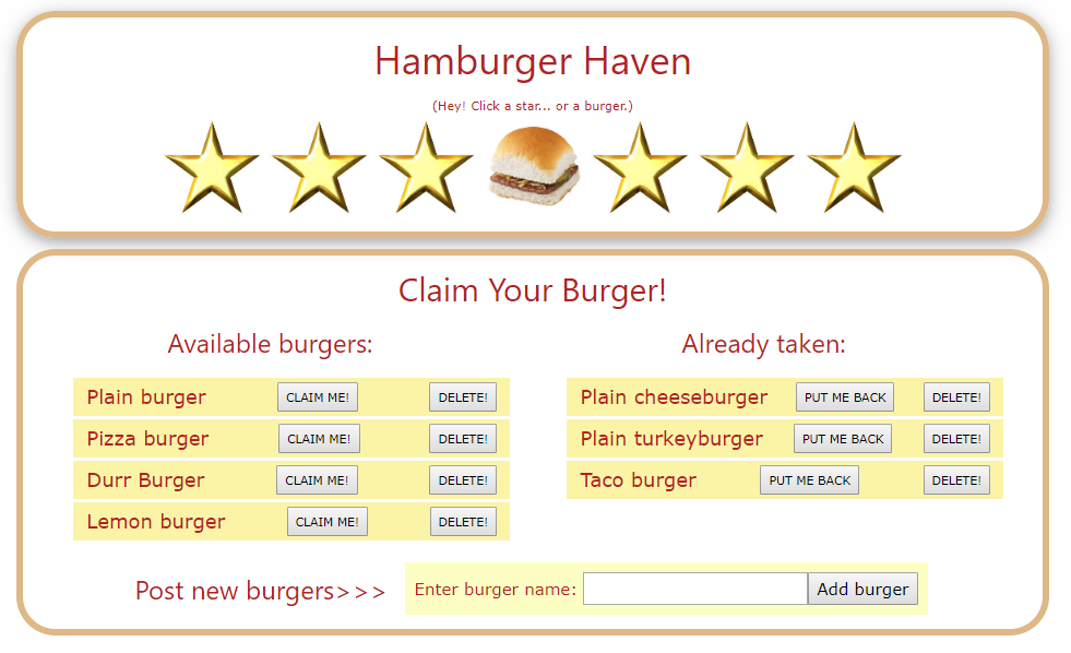 burger haven display