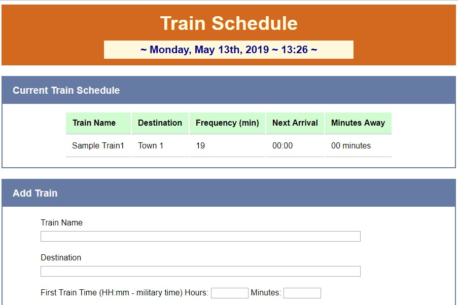 train schedule page